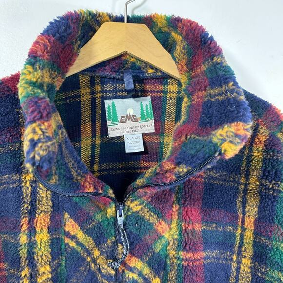 VTG 90s Eastern Mountain Sports 1/4 Zip Pullover Fleece Henley Mens XL Blue USA - Picture 6 of 9